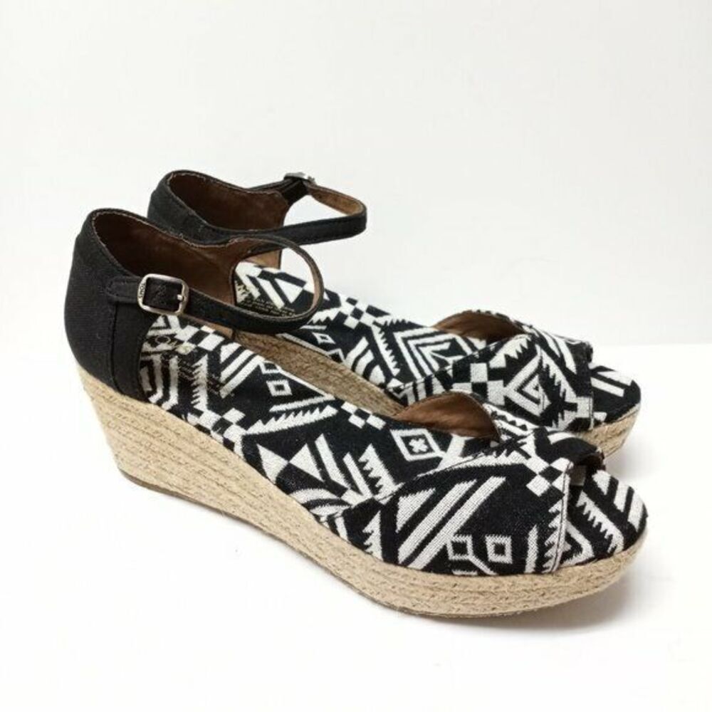 Black and White Wedge Sandals